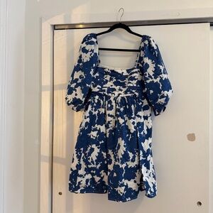 Abercrombie & Fitch Gray and White Smocked Top